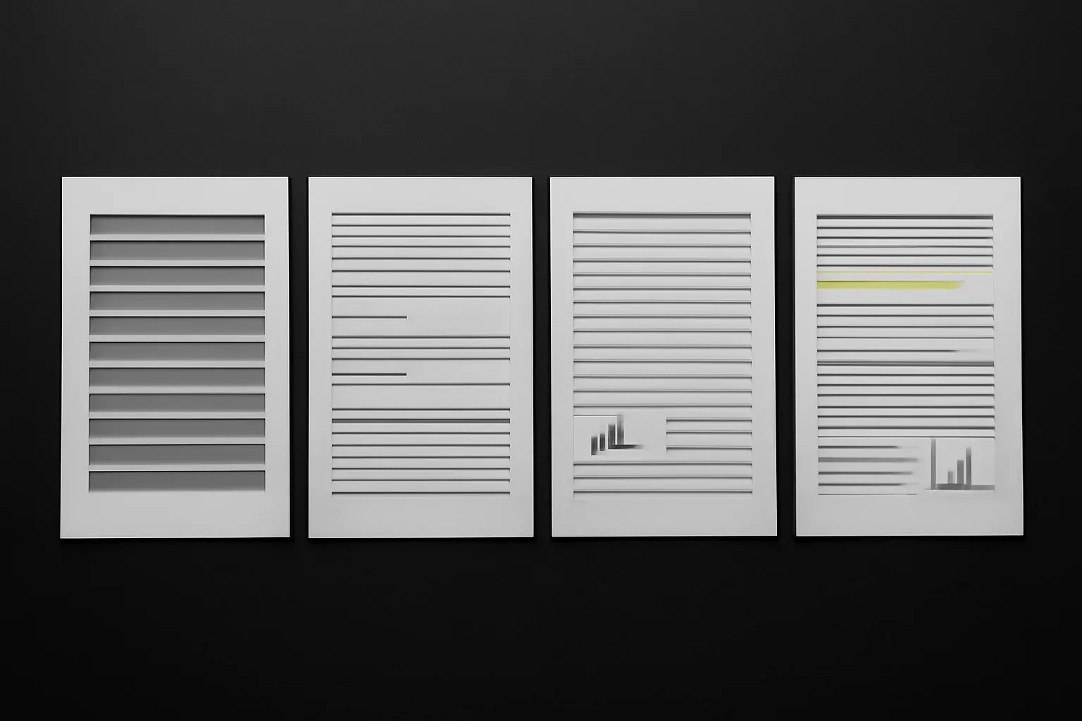 Sequence of report pages, progressively more revealed